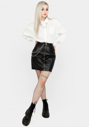 Disturbia Antrum Zip Front Mini Skirt | MW6485703