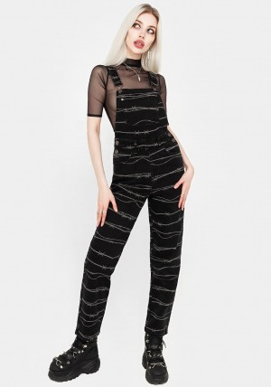 Disturbia Barbed Wire Mom Dungarees | QU7238604