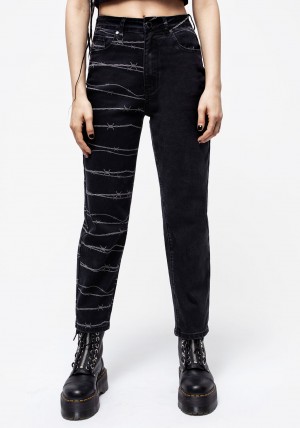 Disturbia Barbed Wire Spliced Mom Jeans | AH3182560