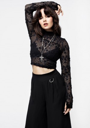 Disturbia Baroque Long Sleeve Krajkové Crop Top | DG4736895