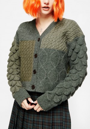 Disturbia Brazen Spliced Cardigan - Green | BY7028315