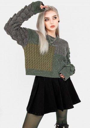 Disturbia Brazen Spliced Crop Jumper In Cobra Green | NI6794231