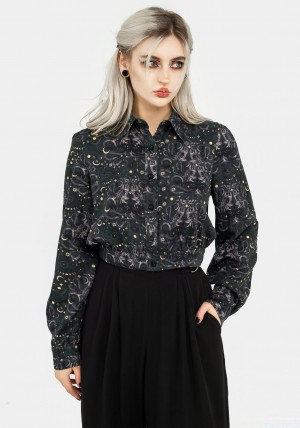 Disturbia Cailleach Button Up Crop Shirt | CI9087543