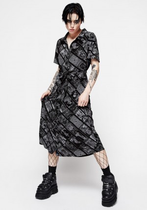 Disturbia Cartomancy Midi Shirt Šaty | FE4563081