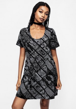 Disturbia Cartomancy Scoop Neck Mini Smock Šaty | YR6942805