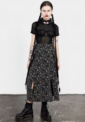 Disturbia Craft PU Páskové Midi Skirt | DX9640318