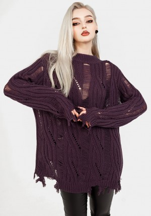 Disturbia Dayglo Relaxed Knit Jumper in Lavender Mist | WY5681907