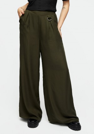 Disturbia Descensum Široké Leg Green Trousers | WR4315807