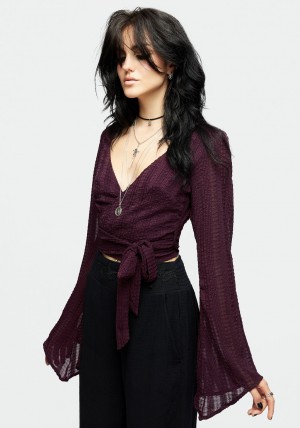 Disturbia Enola Bell Sleeve Co-ord Wrap Top | TA0782564