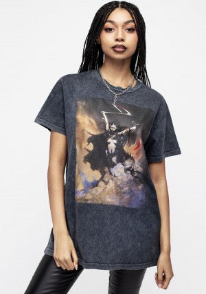 Disturbia Frazetta Woman with Scythe Krátké Sleeve T-Shirt | ZM5804963