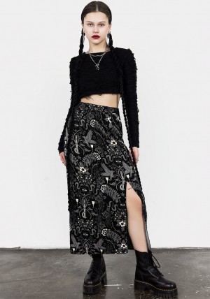 Disturbia Hecate's Garden Split Midi Skirt | FX5013426