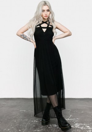 Disturbia Incantation Mesh Maxi Šaty | LH2936175