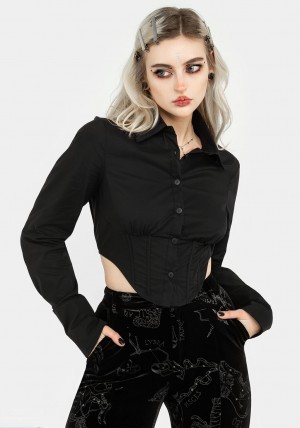 Disturbia Ingram Collared Corset Shirt | WZ4976208