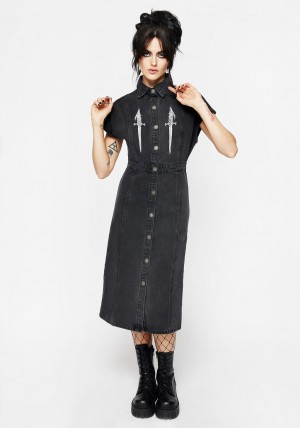 Disturbia Kilgharrah Denim Midi Šaty | QC9762403