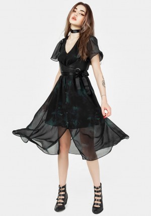 Disturbia Lichen Chiffon Midi Šaty | LW9562103