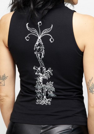 Disturbia Mandrake High Neck Bez Rukávů Tee | XI4623075