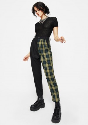 Disturbia Mayflower Spliced Check High Pasem Tapered Trousers | WM5921867