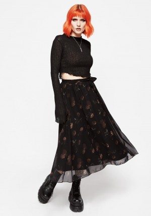 Disturbia Monica Floral Chiffon Midi Skirt | DH4985376