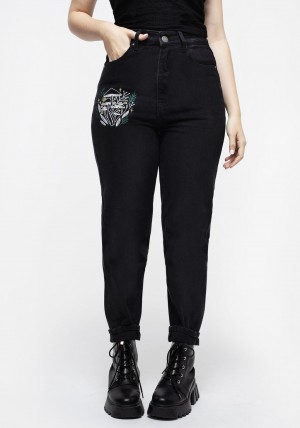 Disturbia Mycena Mushroom Embroidered Mom Jean | RZ6839425