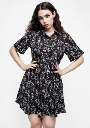 Disturbia Naomi Floral Mini Shirt Šaty | YS5042198