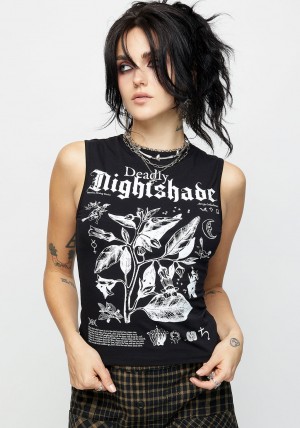 Disturbia Nightshade Bez Rukávů Tee | RQ0472586