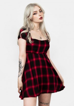 Disturbia Pennyroyal Red Check Šaty | GM1035246