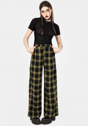 Disturbia Rapture Široké Leg Check Trousers | SM0297683