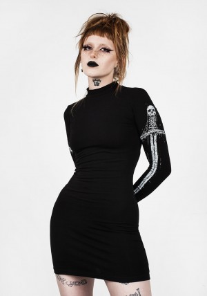 Disturbia Skultro Mock Neck Bodycon Šaty | AK9306428