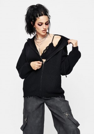 Disturbia Spinner Pletené Na Zip Hoodie | TN9465210