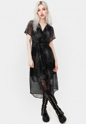 Disturbia Tempest Midi Tie Pasem Shirt Šaty | QI1924536