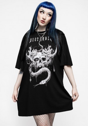 Disturbia Temptation Snakes Oversized Tee Šaty | SY5918062