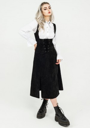 Disturbia Valar Krajkové Up Midi Pinafore Šaty | CP8073246