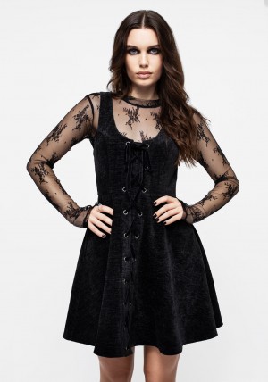 Disturbia Valar Krajkové Up Mini Šaty | ER8507923