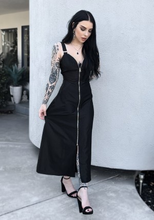 Disturbia Vengeance Zipped Slip Midaxi Šaty | SM2695701