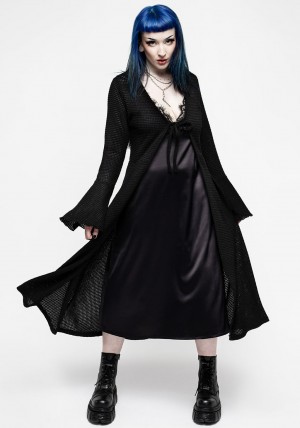 Disturbia Xana Textured Tie Front Long Cardigan | FE2943815