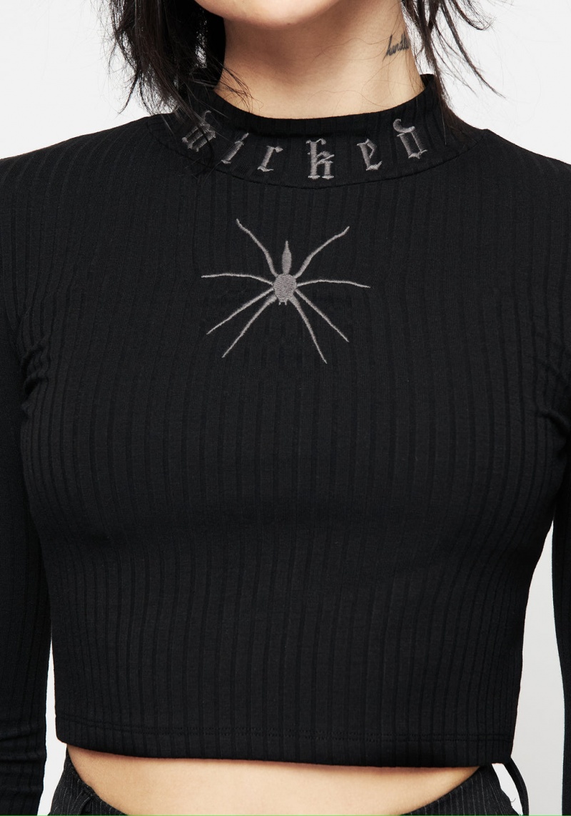 Disturbia Atracid Embroidered Funnel Neck Crop Top | JL6471509