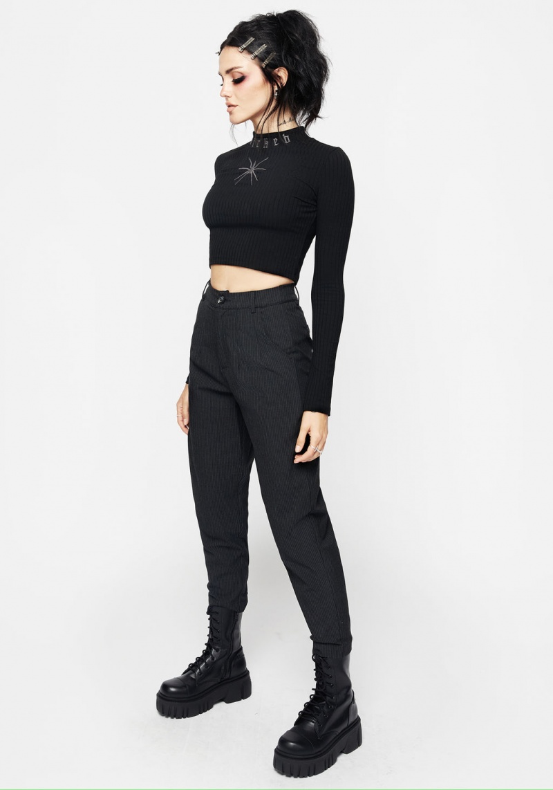 Disturbia Atracid Embroidered Funnel Neck Crop Top | JL6471509