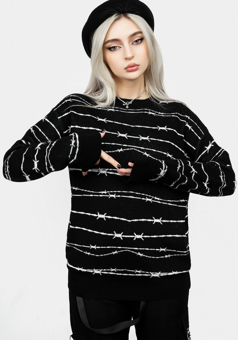 Disturbia Barbed Longline Crew Neck Jumper | UP5936480