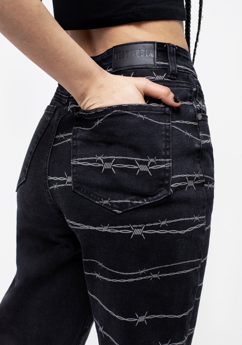 Disturbia Barbed Wire Spliced Mom Jeans | AH3182560