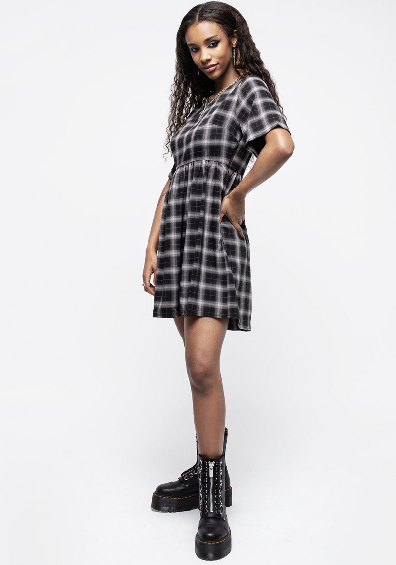 Disturbia Billie Check Mini Smock Šaty | WP2980147