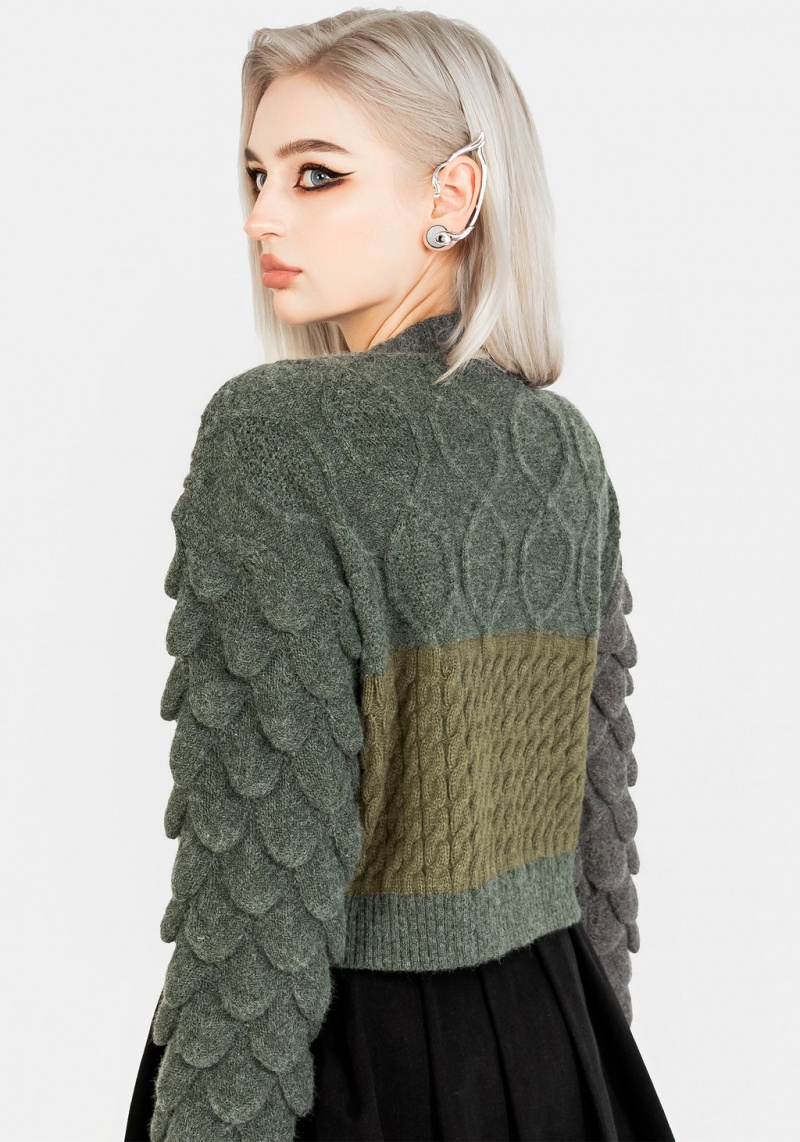 Disturbia Brazen Spliced Crop Jumper In Cobra Green | DZ4905236