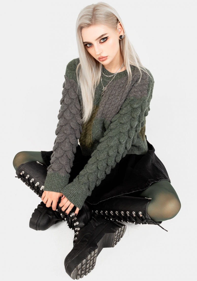 Disturbia Brazen Spliced Crop Jumper In Cobra Green | DZ4905236