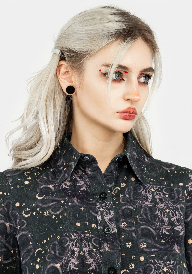 Disturbia Cailleach Button Up Crop Shirt | CI9087543