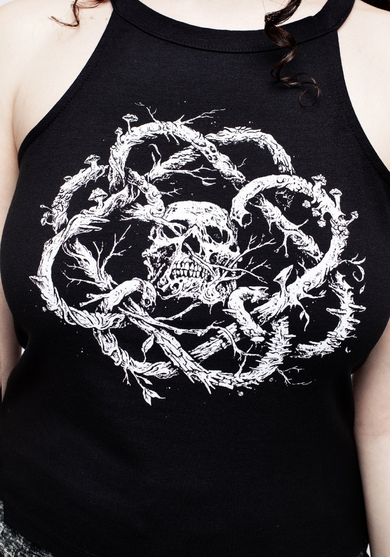 Disturbia Calavera Racer Back Crop Vest | WA0593612