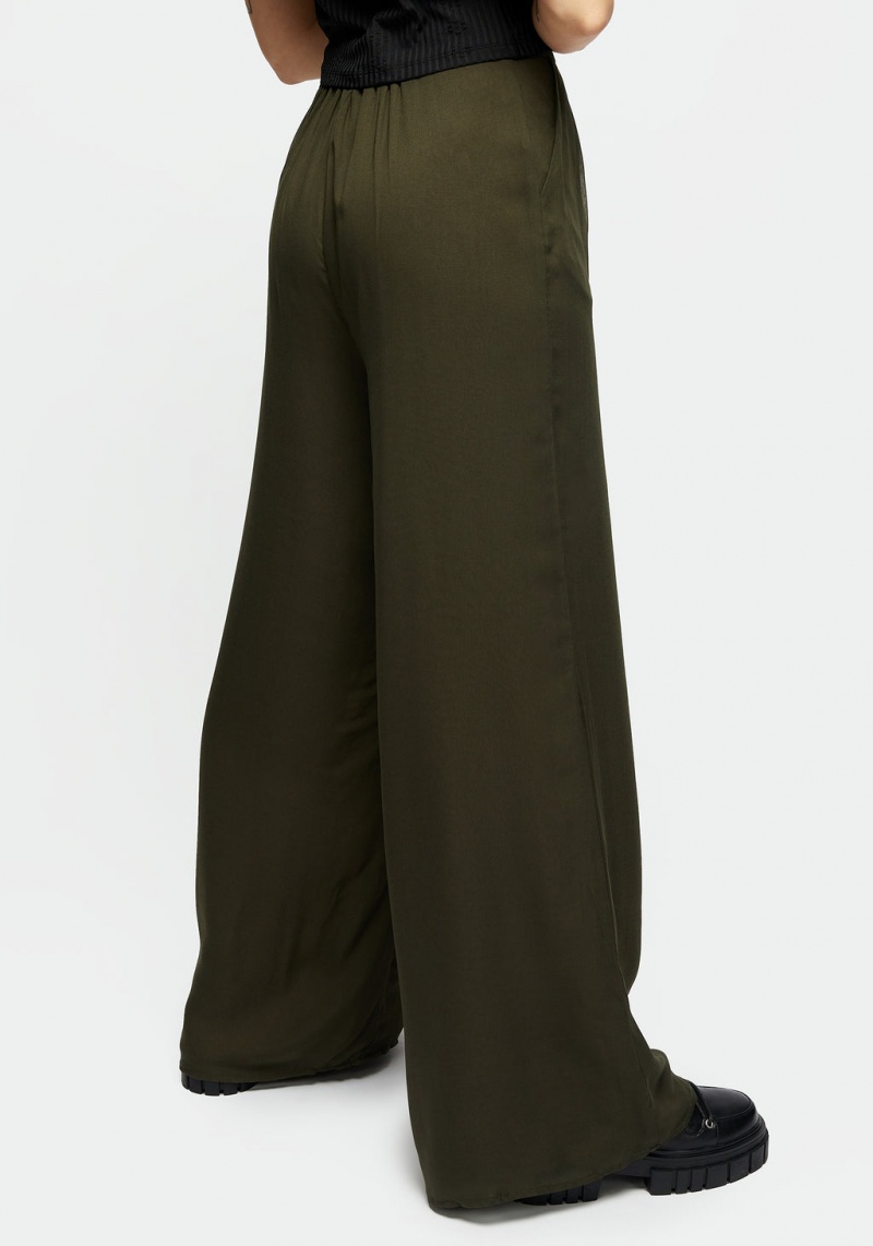 Disturbia Descensum Široké Leg Green Trousers | WR4315807