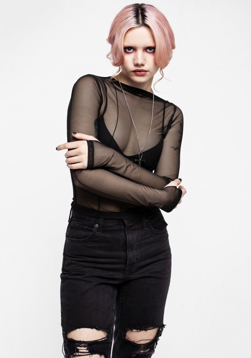 Disturbia Dissident Asymmetric Seam Mesh Top | LW4185702