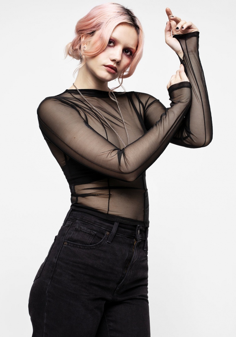 Disturbia Dissident Asymmetric Seam Mesh Top | LW4185702