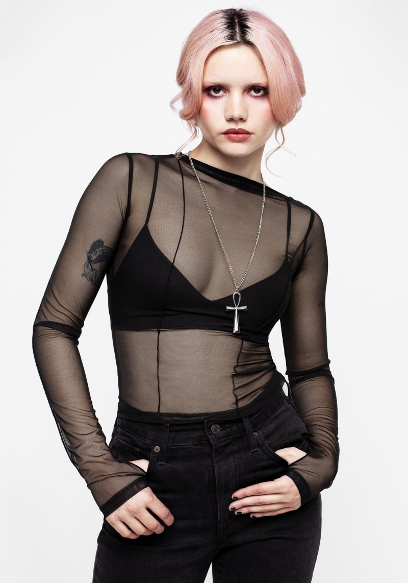 Disturbia Dissident Asymmetric Seam Mesh Top | LW4185702