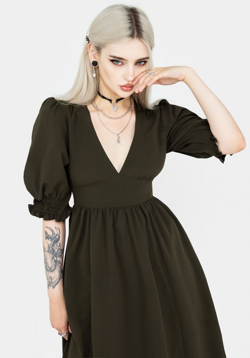 Disturbia Divination Textured Midi Šaty - Green | OL1925367