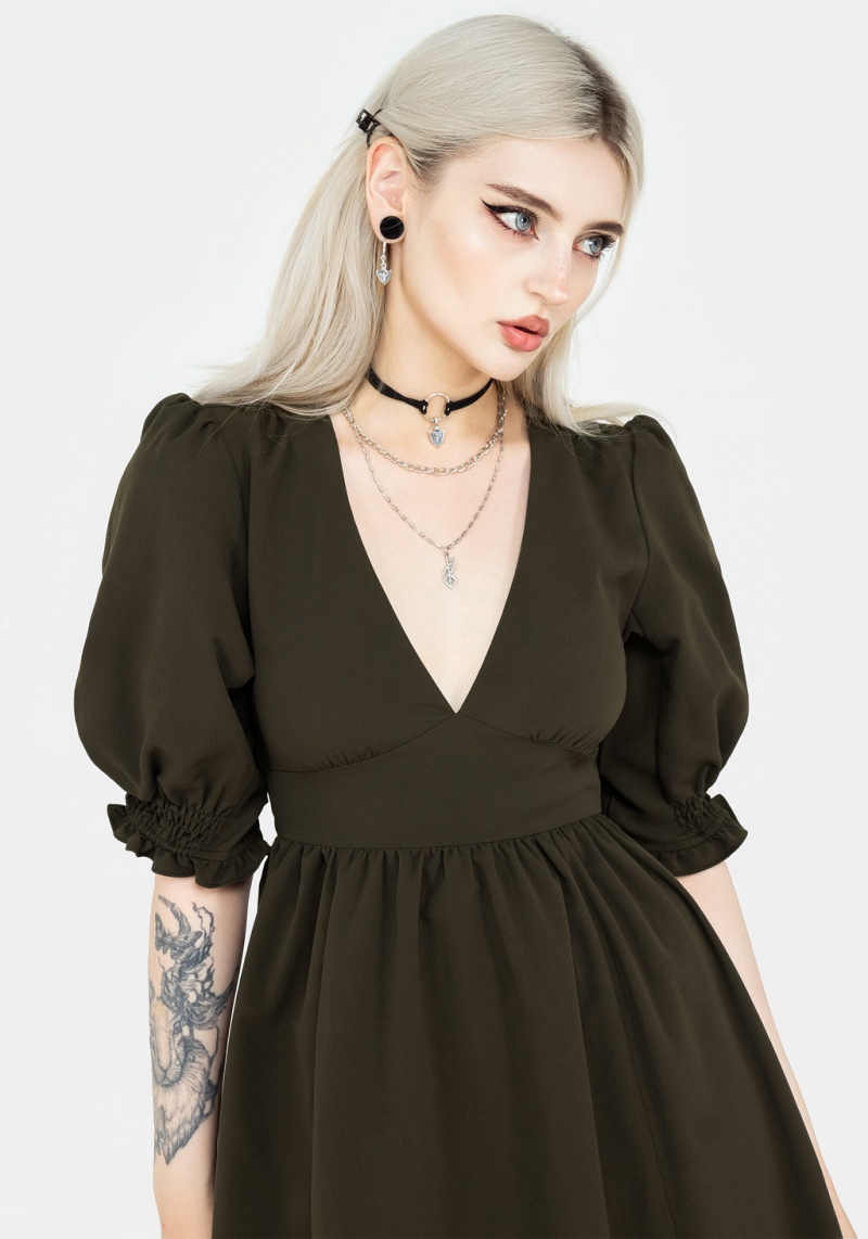 Disturbia Divination Textured Midi Šaty - Green | OL1925367